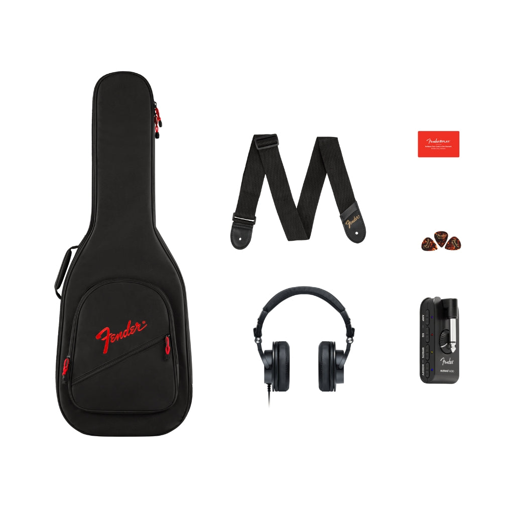 Squier Affinity Series Stratocaster Mustang Micro Pack Laurel Fingerboard with Gig Bag - Black