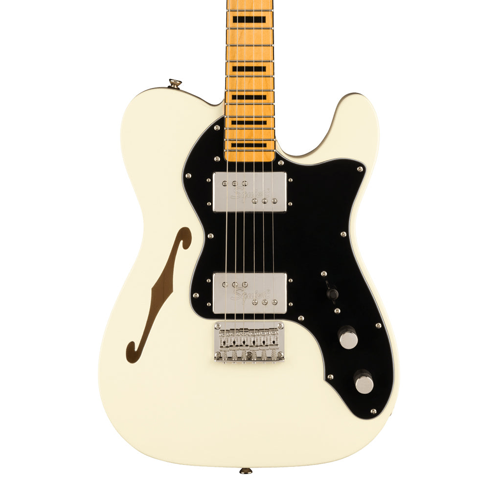 Squier FSR Classic Vibe 70s Telecaster Thinline Maple Fingerboard with Blocks and Binding Black Pickguard Olympic White