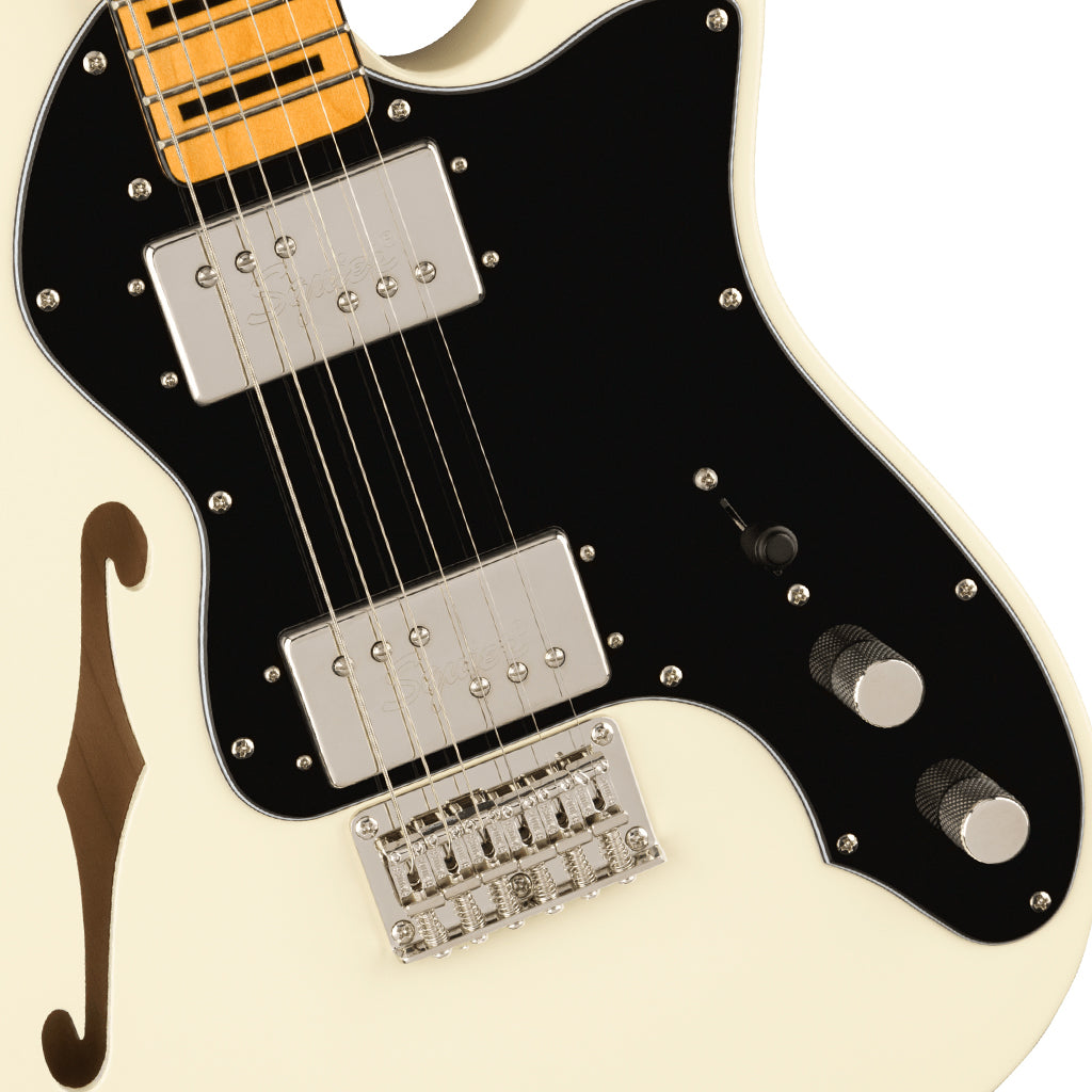 Squier FSR Classic Vibe 70s Telecaster Thinline Maple Fingerboard with Blocks and Binding Black Pickguard Olympic White