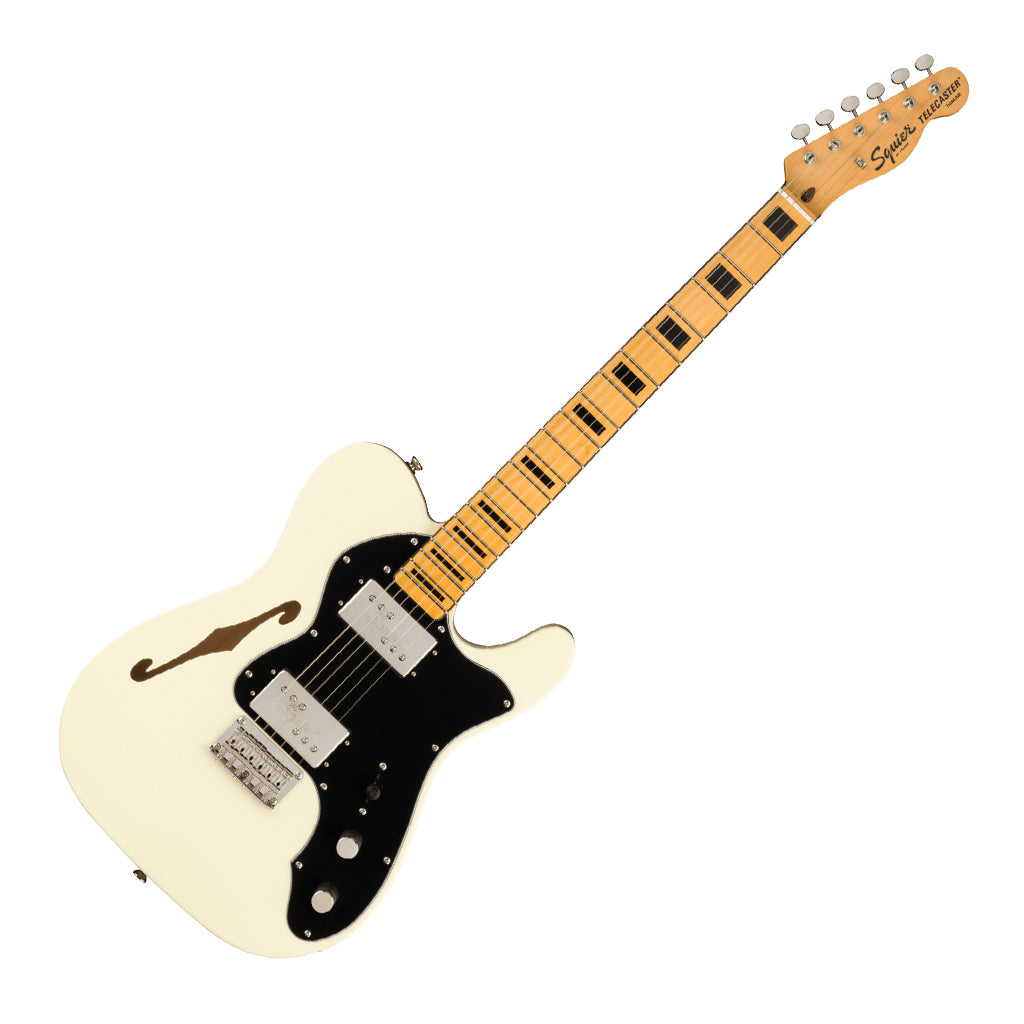 Squier FSR Classic Vibe 70s Telecaster Thinline Maple Fingerboard with Blocks and Binding Black Pickguard Olympic White