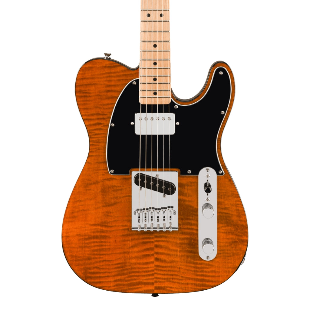 Squier - Affinity Series Telecaster SH Flame Maple Top and Maple Fingerboard with Black Pickguard - Mocha