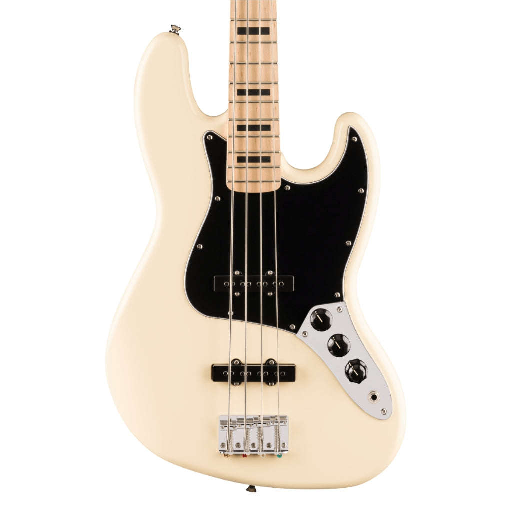 Squier - Affinity Series Active Jazz Bass with Maple Fingerboard and Black Pickguard - Olympic White