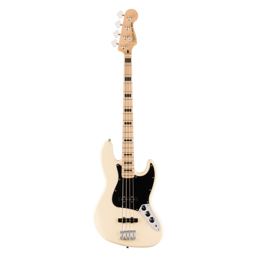 Squier - Affinity Series Active Jazz Bass with Maple Fingerboard and Black Pickguard - Olympic White
