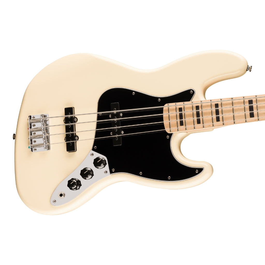 Squier - Affinity Series Active Jazz Bass with Maple Fingerboard and Black Pickguard - Olympic White