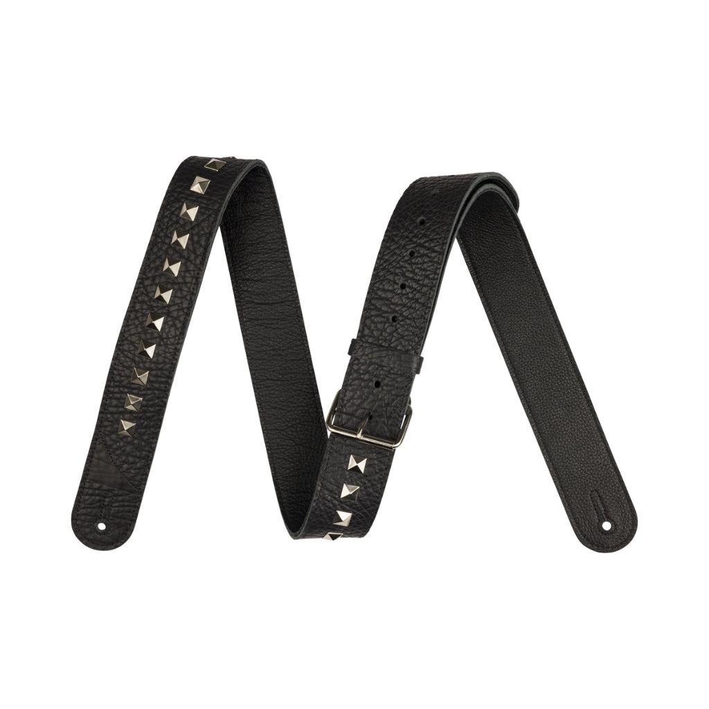 Jackson - Metal Stud Leather Strap - Black, 2.5"