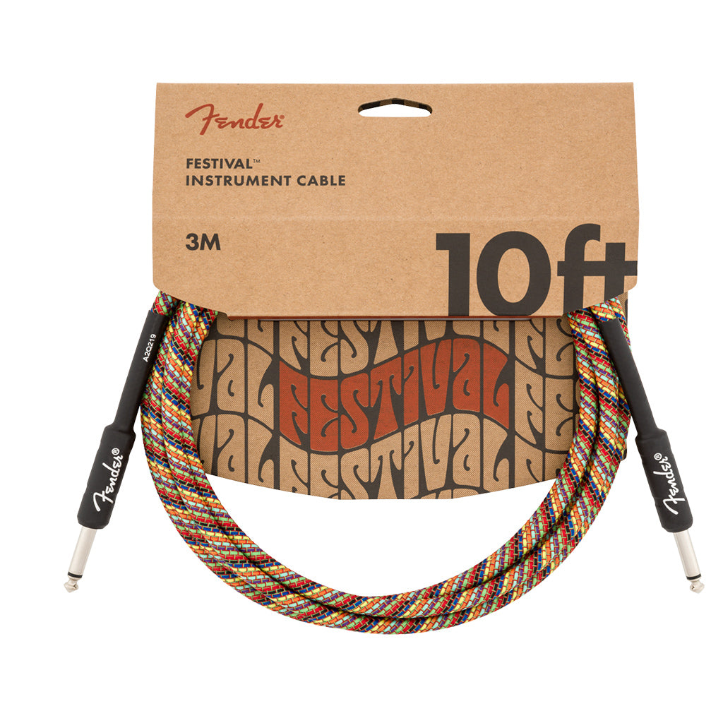 Fender Festival Instrument Cable Straight Straight 10' Pure Hemp Rainbow