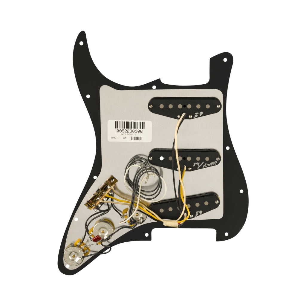 Fender - Pre Wired Strat Pickguard - Pure Vintage 59 with RWRP Midde Black 11 Hole PG