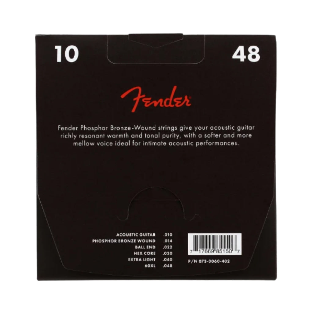 Fender - 60XL Phosphor Bronze Acoustic Guitar Strings - .010-.048 Extra Light