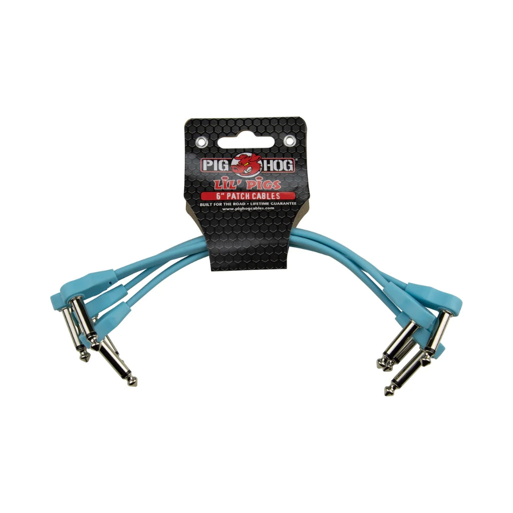 Pig Hog - Lil Pigs Low Profile Patch Cable - Daphne Blue, 6-inches 4-Pack