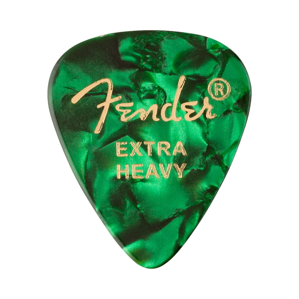 Fender - Premium Celluloid 351 Shape Picks - Extra Heavy Green Moto 12 Pack