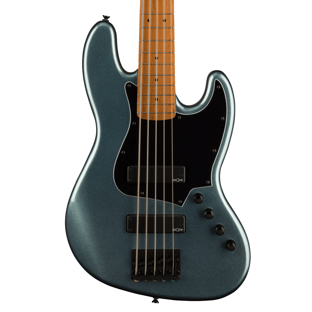 BSTOCK Squier Contemporary Active Jazz Bass® HH V, Roasted Maple Fingerboard, Black Pickguard, Gunmetal Metallic