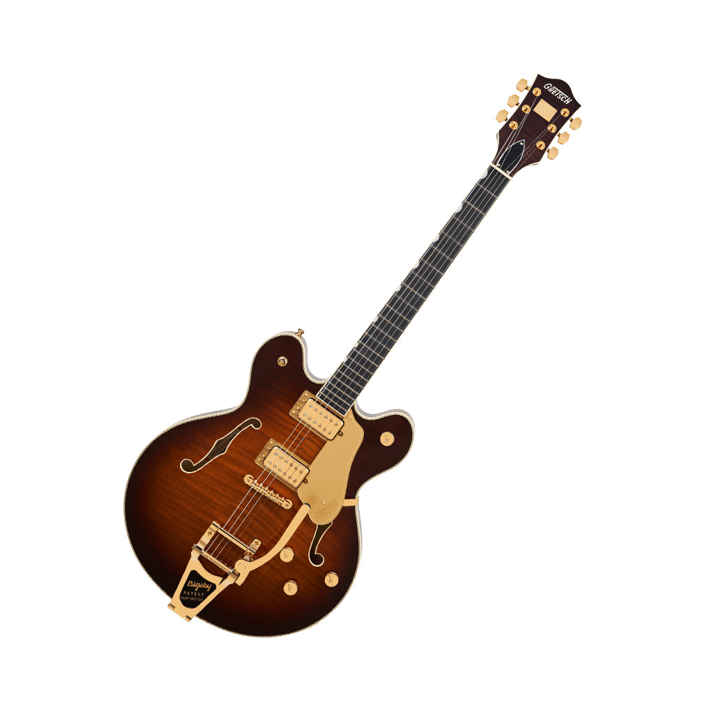 Gretsch Broadkaster LX Figured Center Block w/String-Thru Bigsby & Gold Hardware Ebony Fingerboard - Havana Burst