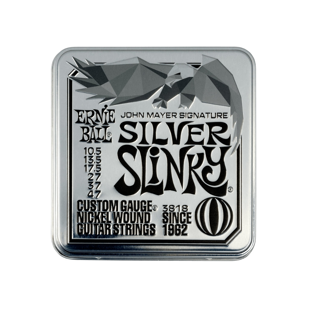 Ernie Ball John Mayer Signature Silver Slinky Nickel Wound 10.5-47 Electric Guitar Strings - 3 Pack Tin