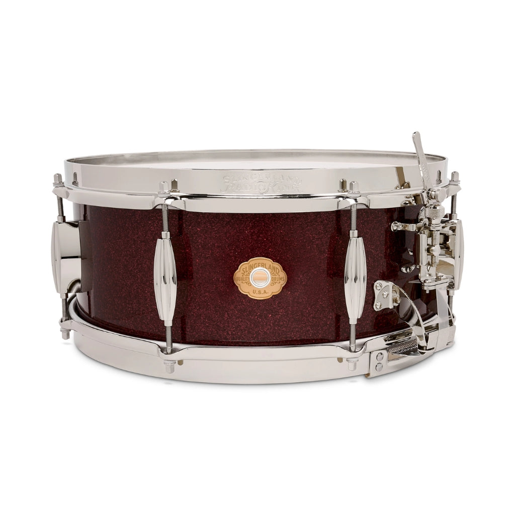 Slingerland - Radio King Solid Maple Snare Drum - 5.5 x 14 inches, Maroon Glass