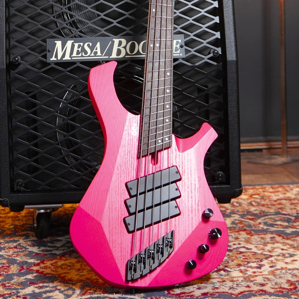 Mayones Ori Enji 5 Bass Guitar - Monolith Hot Pink sky music