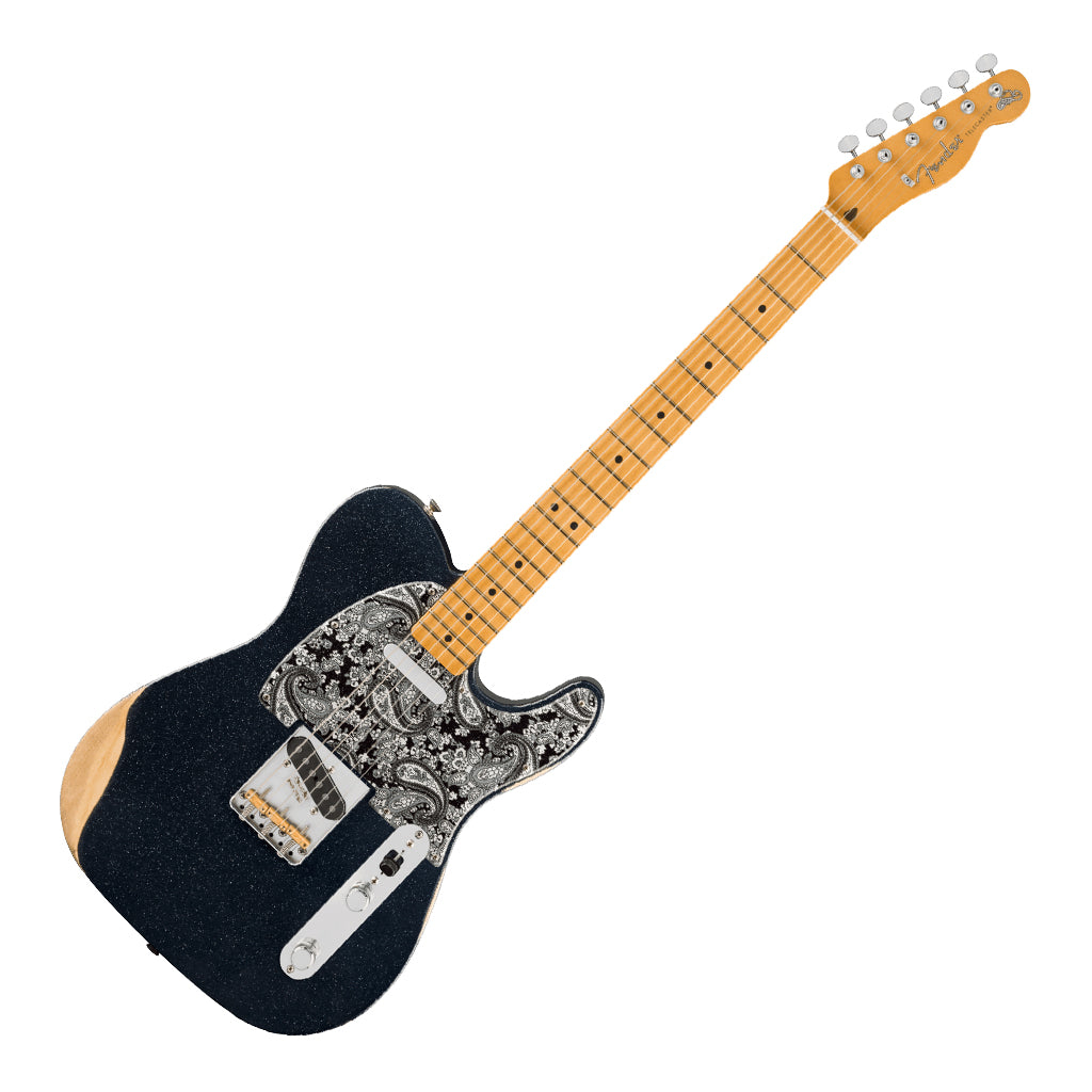 Fender Brad Paisley Road Worn Telecaster - Black Sparkle, Maple Fingerboard