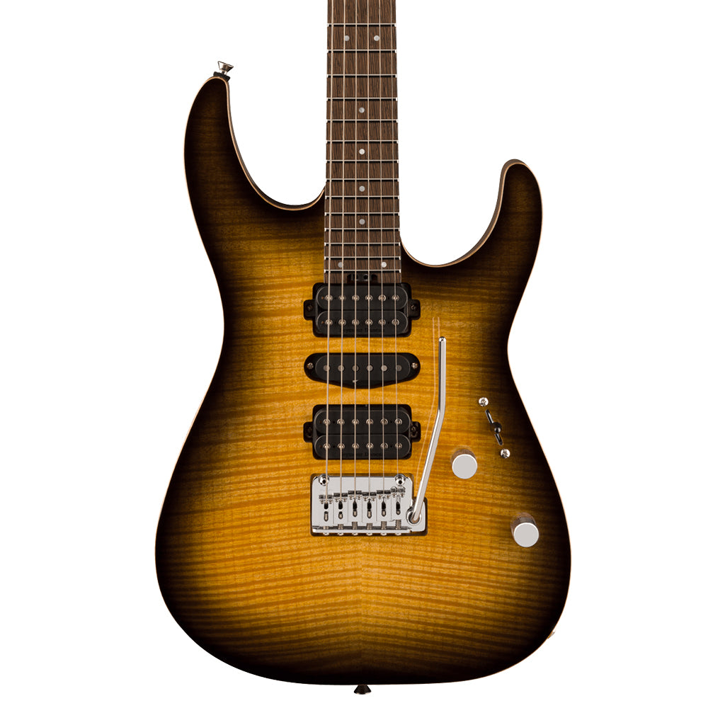 Charvel MJ DK24 HSH 2PT W in Mahogany with Flame Maple Top and Wenge Fingerboard Antique Burst