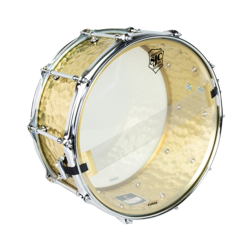SJC Custom Drums - Alpha Hammered Brass Snare Drum - 6.5 x 14-inch - Polished