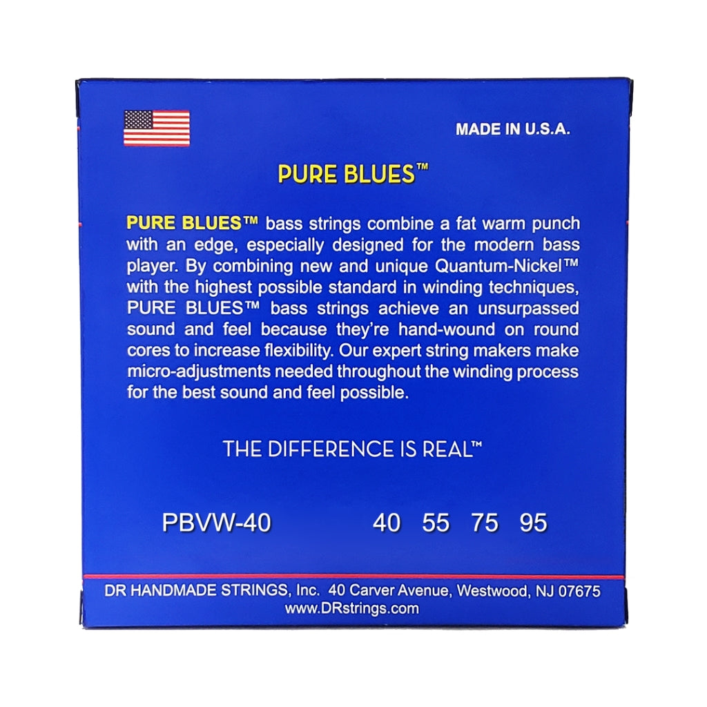 DR - Pure Blues Quantum-nickel/Round Core Bass Guitar Strings - Extra light 40-95 Victor Wooten Signature
