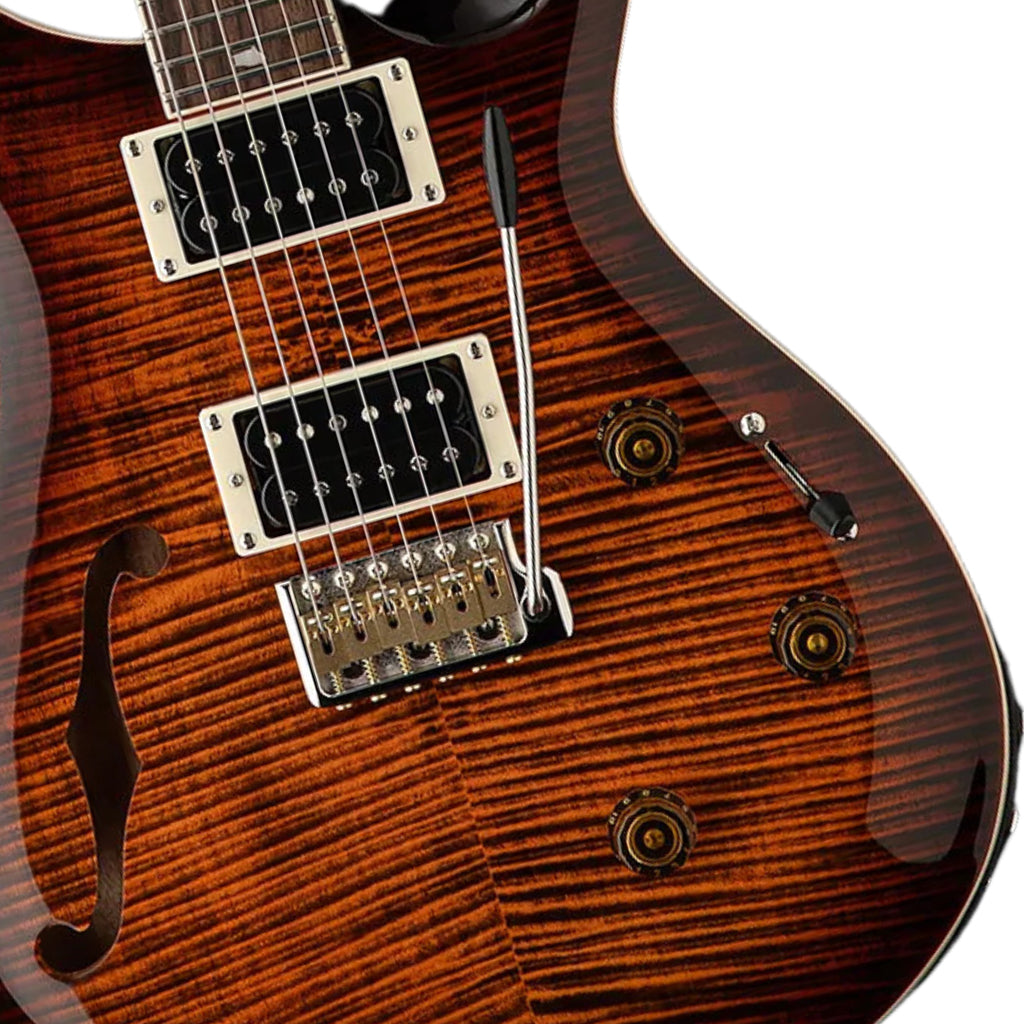 PRS SE Custom 24 Semi Hollow Piezo Orange Tiger Smoke Burst