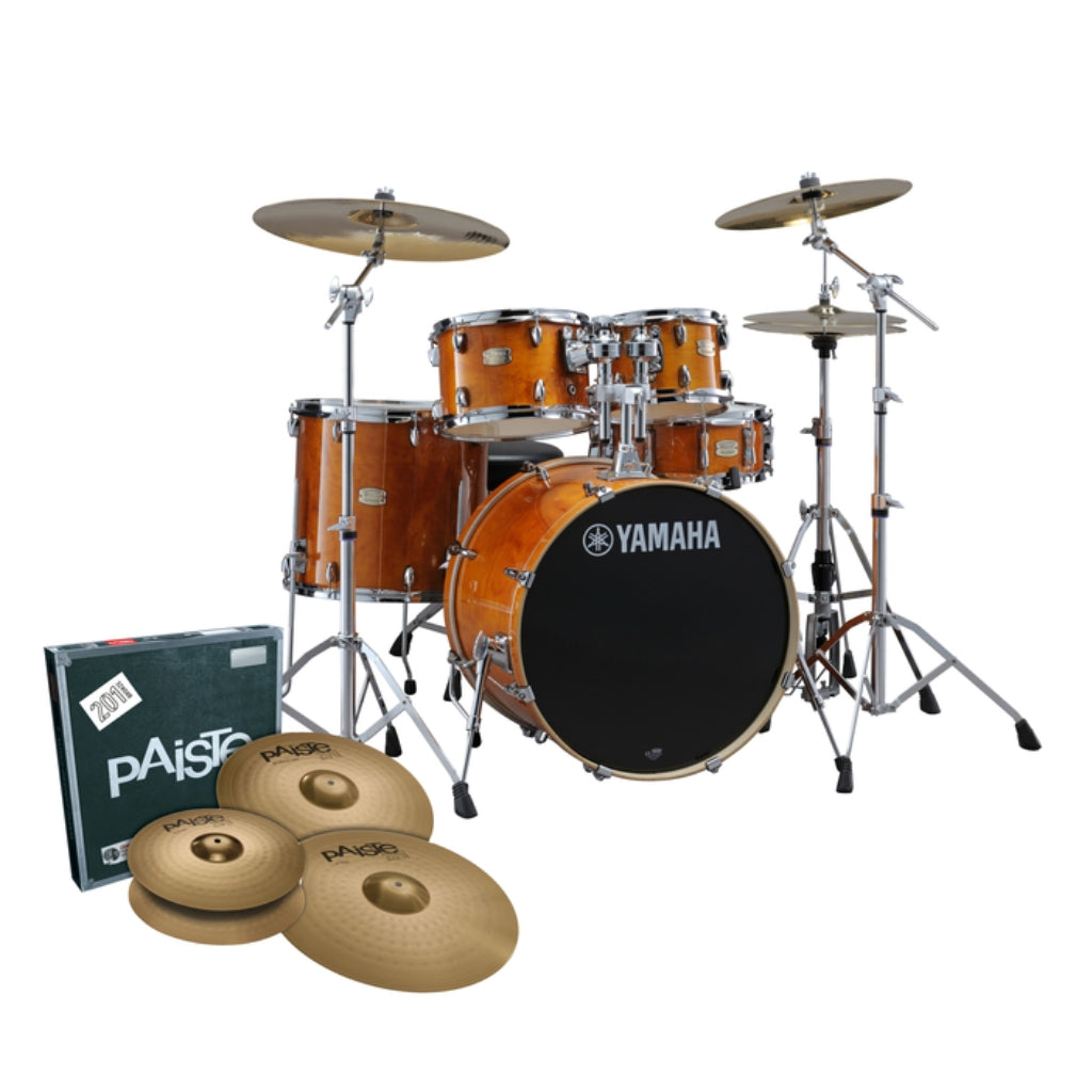 Yamaha - Stage Custom Birch Next Stage Euro Shell Pack with Hardware and Cymbals - Honey Amber