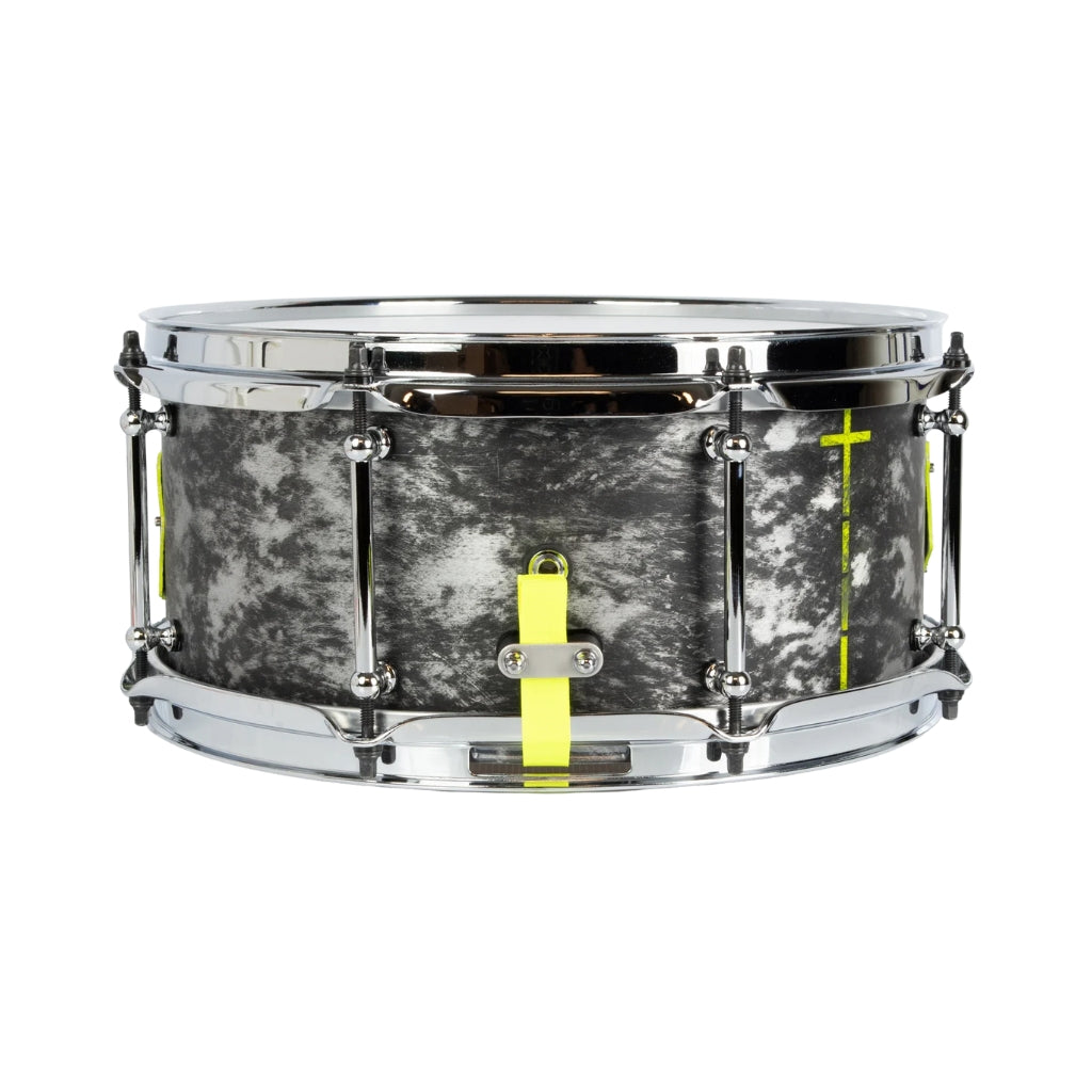 SJC Custom Drums - Kevin 'Pacusn' Kaine x Knocked Loose Signature 'Suffocate' USA Snare Drum - 6x13" - Distressed Aluminum