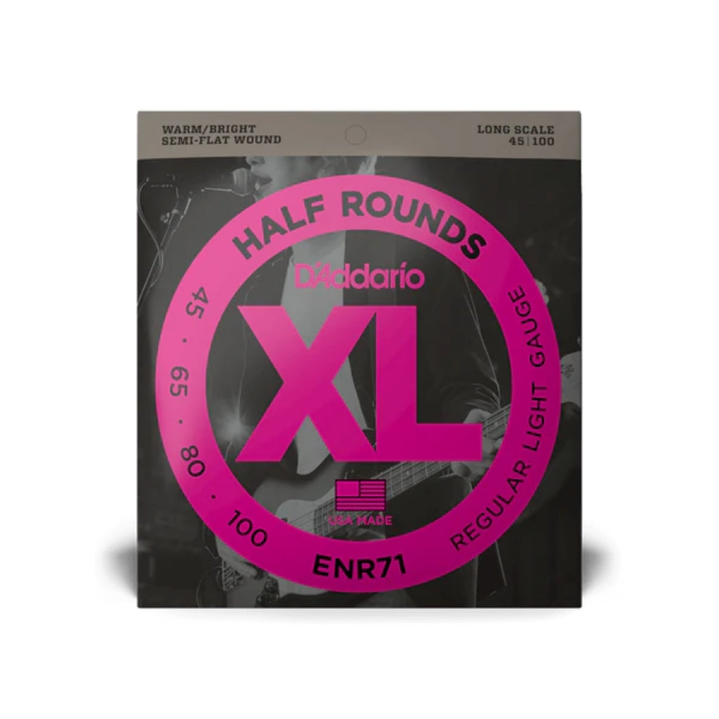 D'Addario - ENR71 Semi-Flatwound Bass Guitar Strings - .045-.100 Regular Light Long Scale