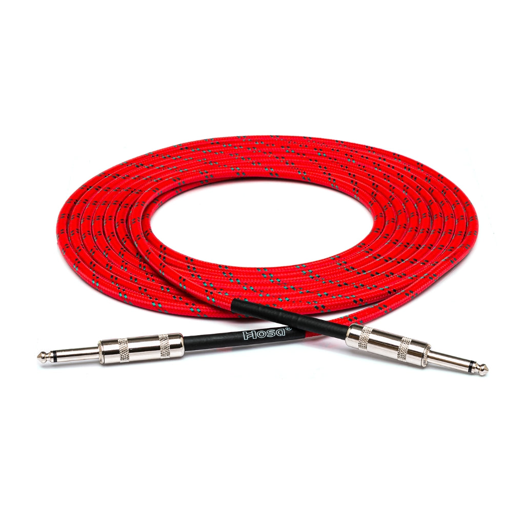 Hosa Technology - Straight to Same - Cloth Guitar Cable 18ft Red/Green