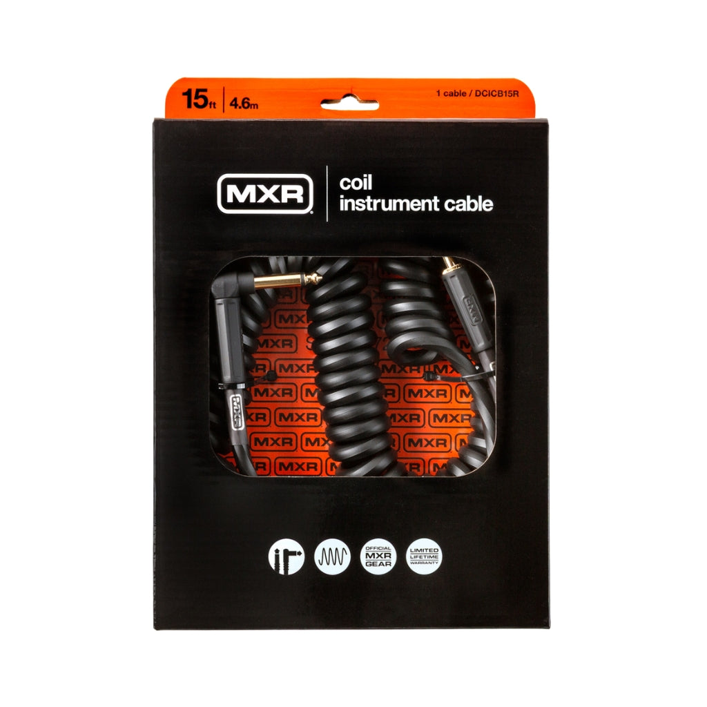 MXR 15ft Black Coil Instrument Cable - Right/Straight