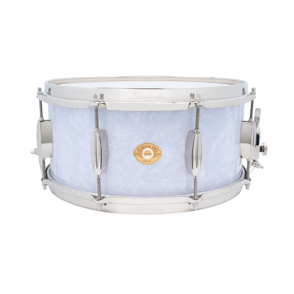 Slingerland Radio King Artist Snare Drum - 6.5 inches x 14 inches, White Marine Pearl Wrap