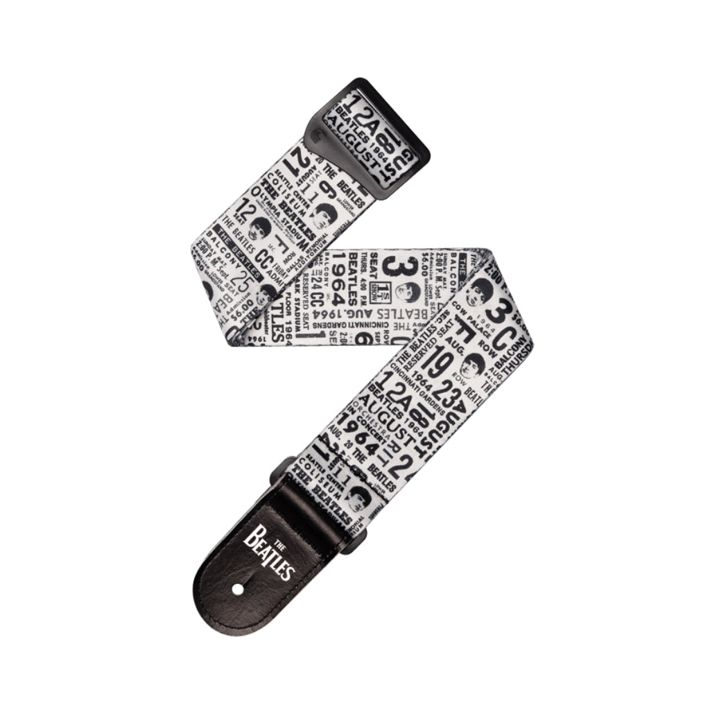D'Addario - Beatles 1964 US Tour Ticket Stubs Guitar Strap - Black and White