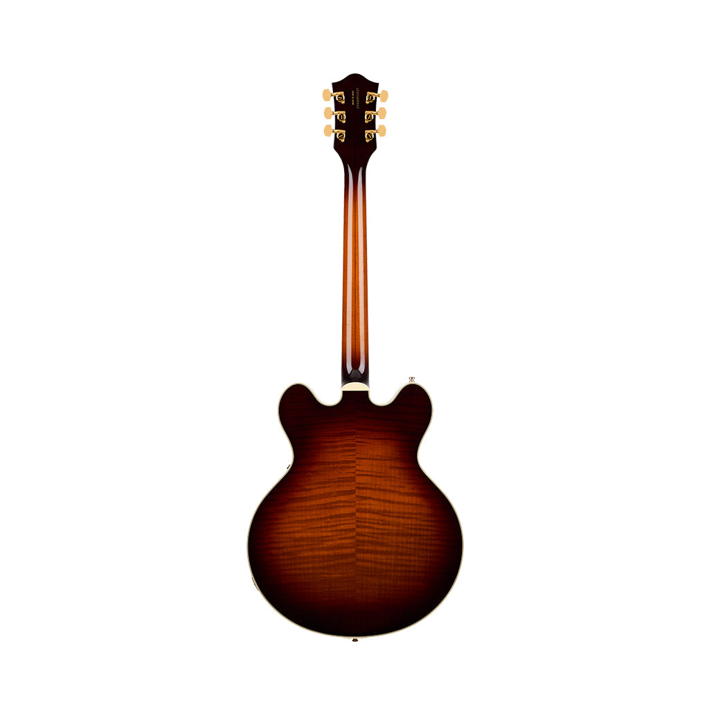 Gretsch Broadkaster LX Figured Center Block w/String-Thru Bigsby & Gold Hardware Ebony Fingerboard - Havana Burst