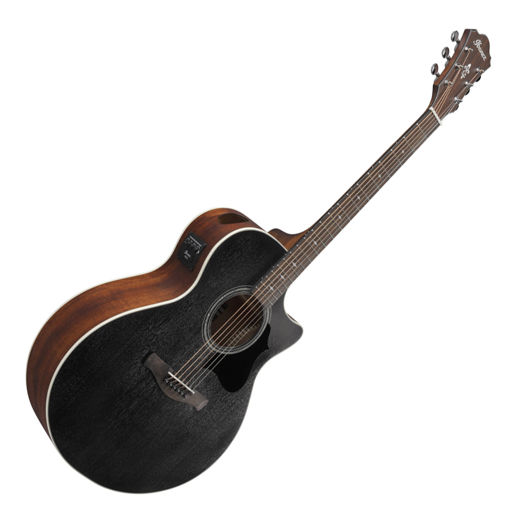 Ibanez AE140WKH Electro Acoustic Guitar Weathered Black Open Pore Top Open Pore Natural Back and Sides