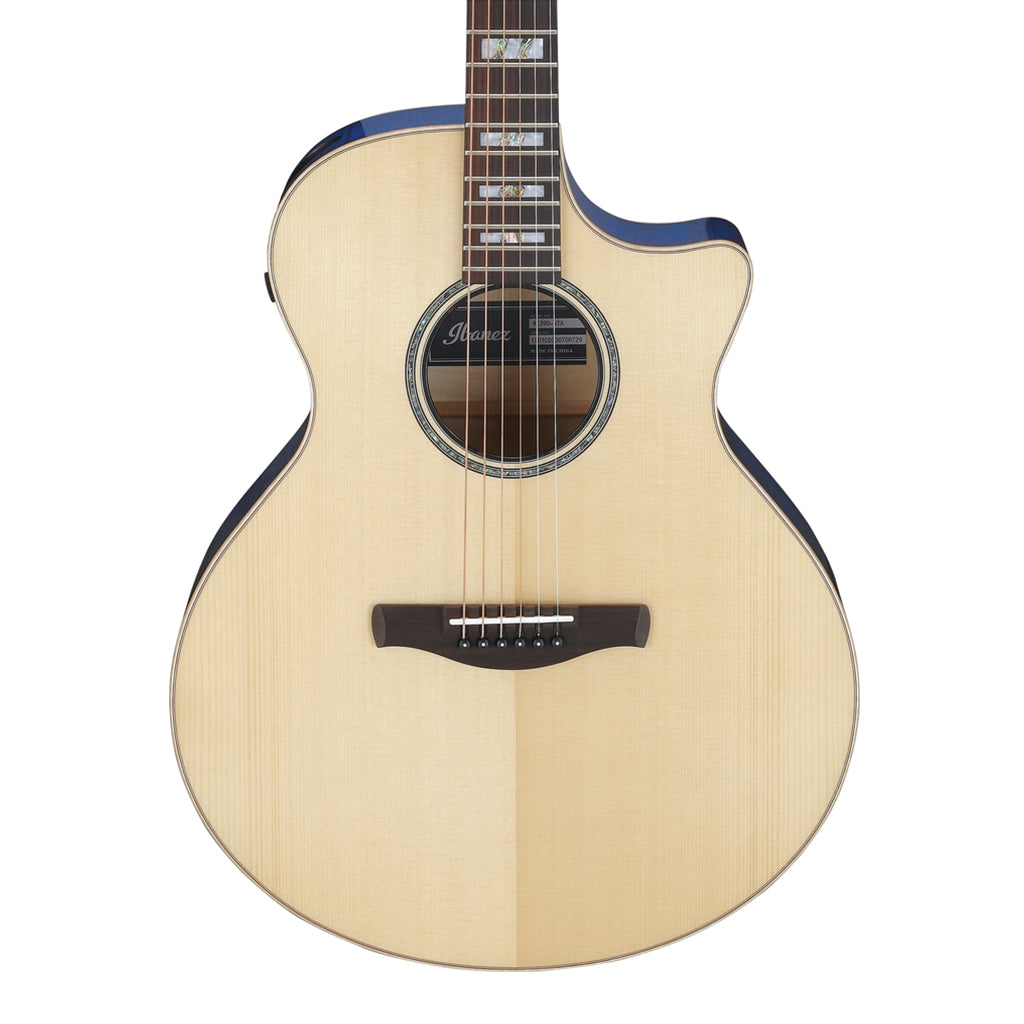 Ibanez AE390NTA Electro Acoustic Guitar Natural High Gloss Top Aqua Blue High Gloss Back and Sides