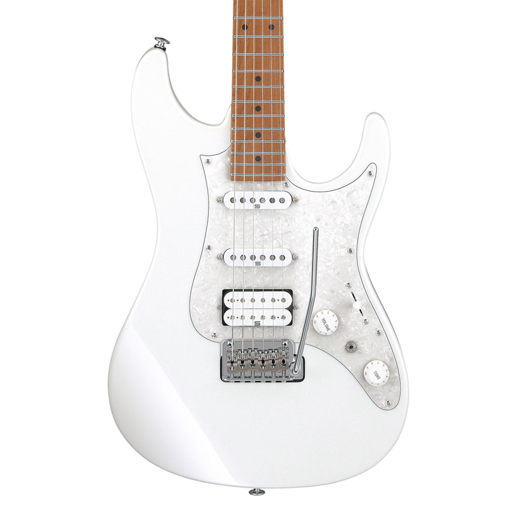 Ibanez AZ2204 Electric Guitar with Roasted Maple Fretboard and Case Pearl White