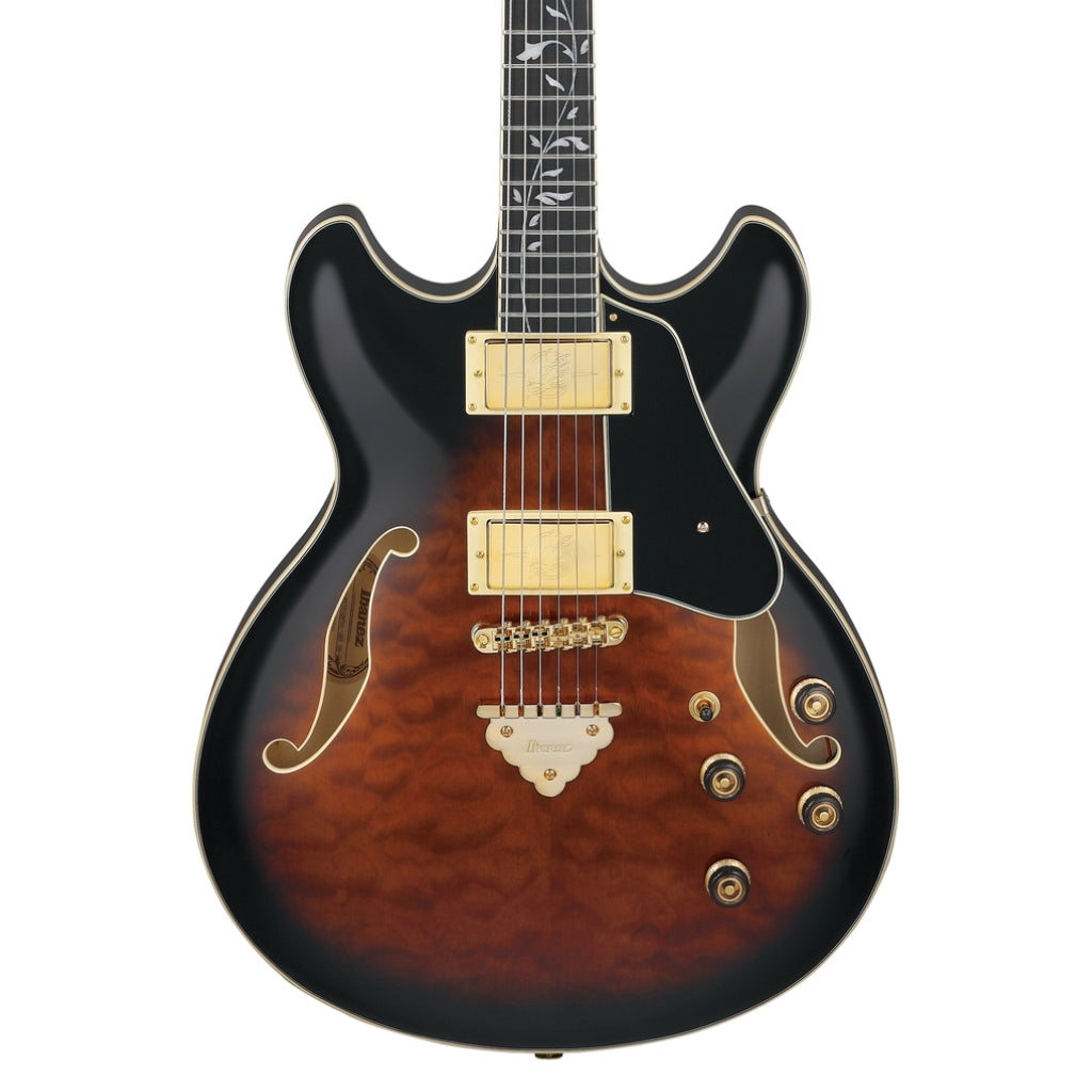 Ibanez - AS93QMSP Quilted Maple Top Electric Guitar - Dark Brown Sunburst