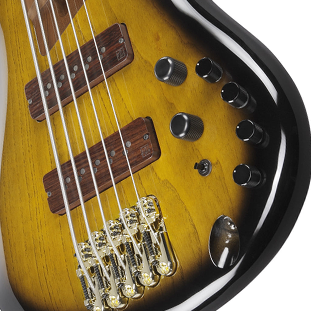 Ibanez SR4505 5 String Bass Ash Body with Roasted Maple Fretboard and Case Desert Sunset Burst