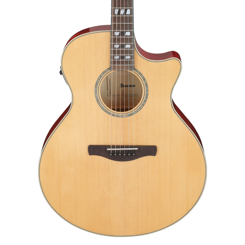 Ibanez AE170N Natural High Gloss Top Transparent Red High Gloss Back and Sides Acoustic Guitar