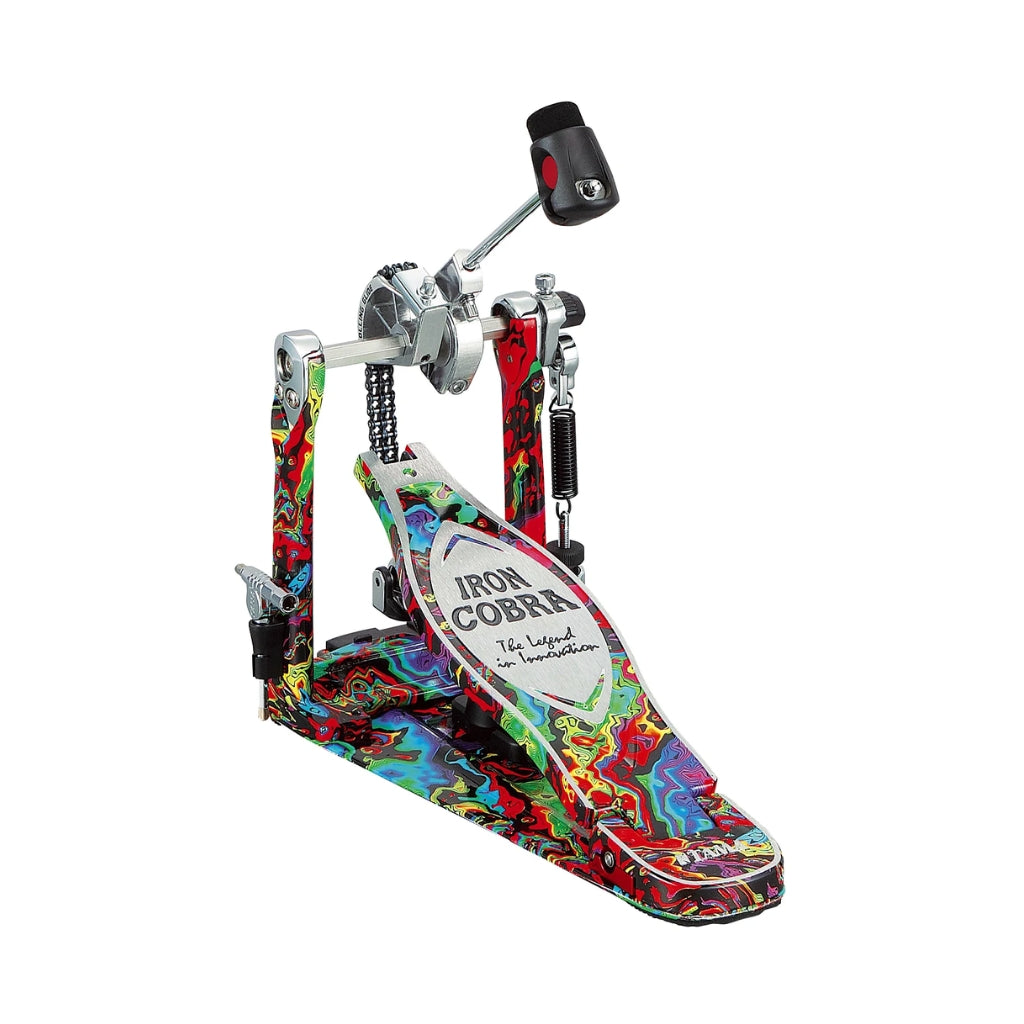 Tama HP900PM 50th Anniversary Limited Edition Iron Cobra Power Glide Single Pedal Marble Psychedelic Rainbow