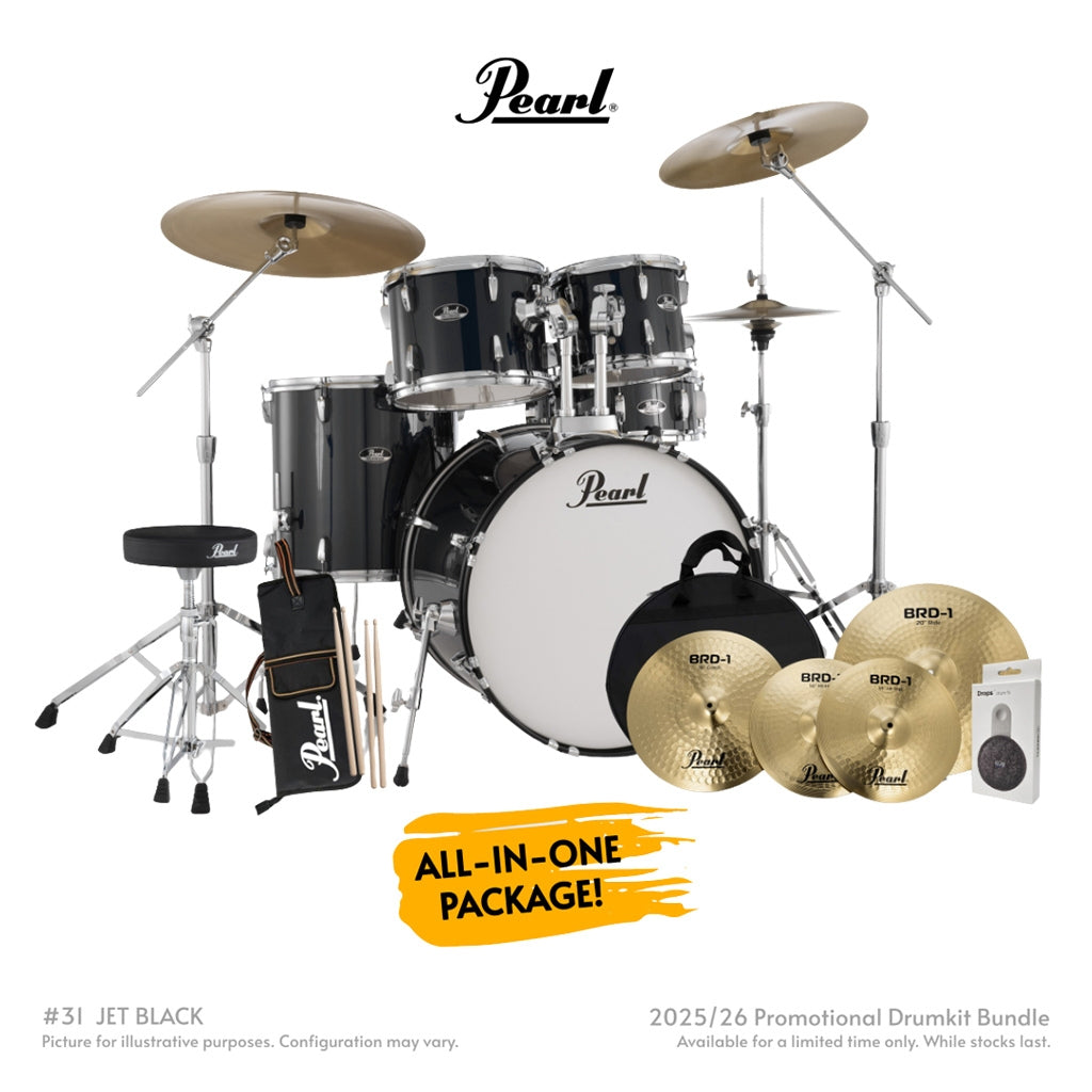 Pearl - Roadshow-PLUS 5pc 22" Drum Package with Pearl Cymbals - Jet Black