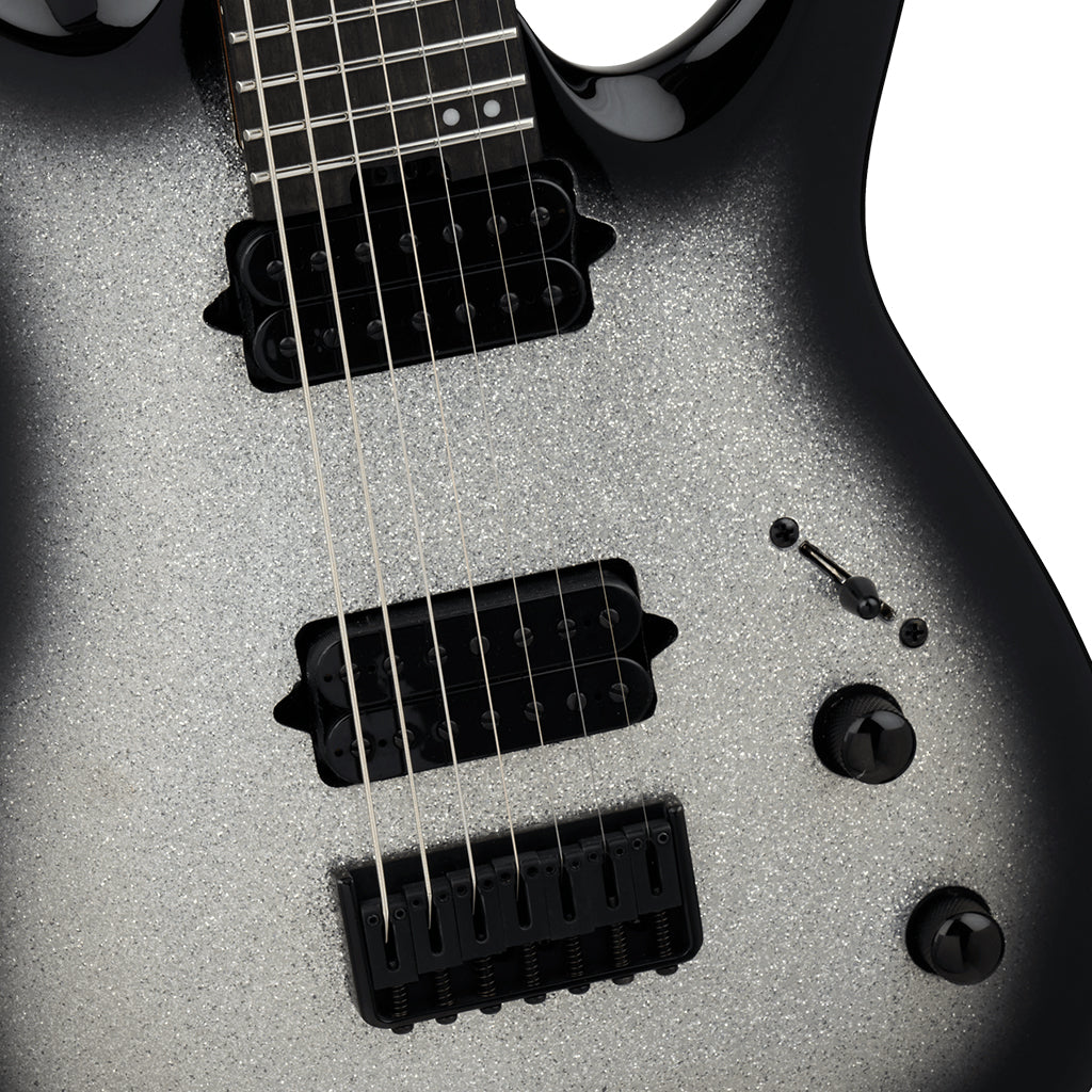 Jackson Pro Series Misha Mansoor Juggernaut HT7 Electric Guitar Silverburst Sparkle Ebony Fingerboard