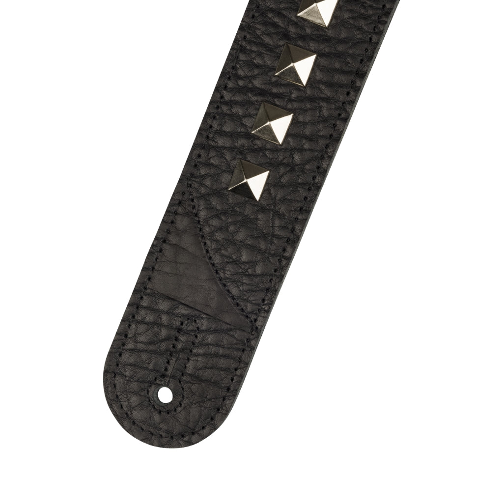 Jackson - Metal Stud Leather Strap - Black, 2.5"