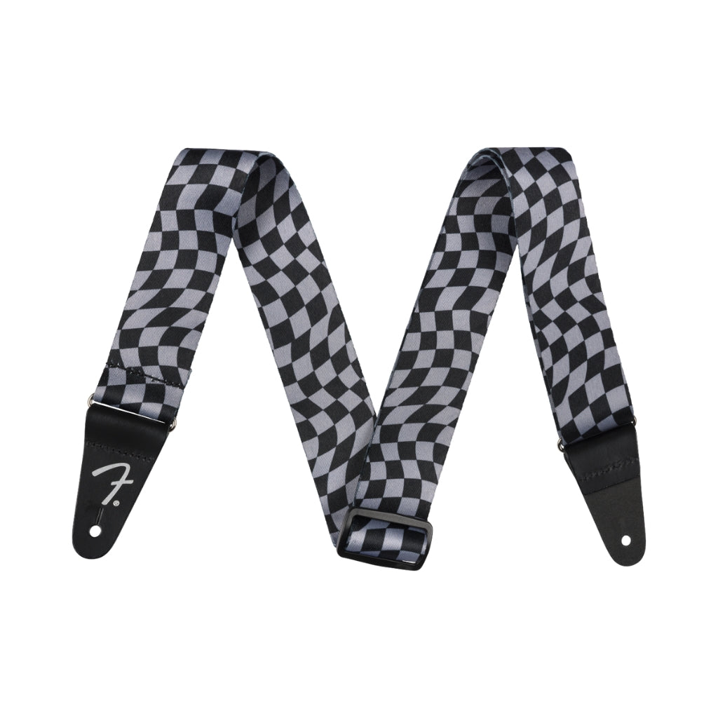 Fender - Wavy Checkerboard Guitar Strap - Gray and Black, 2"