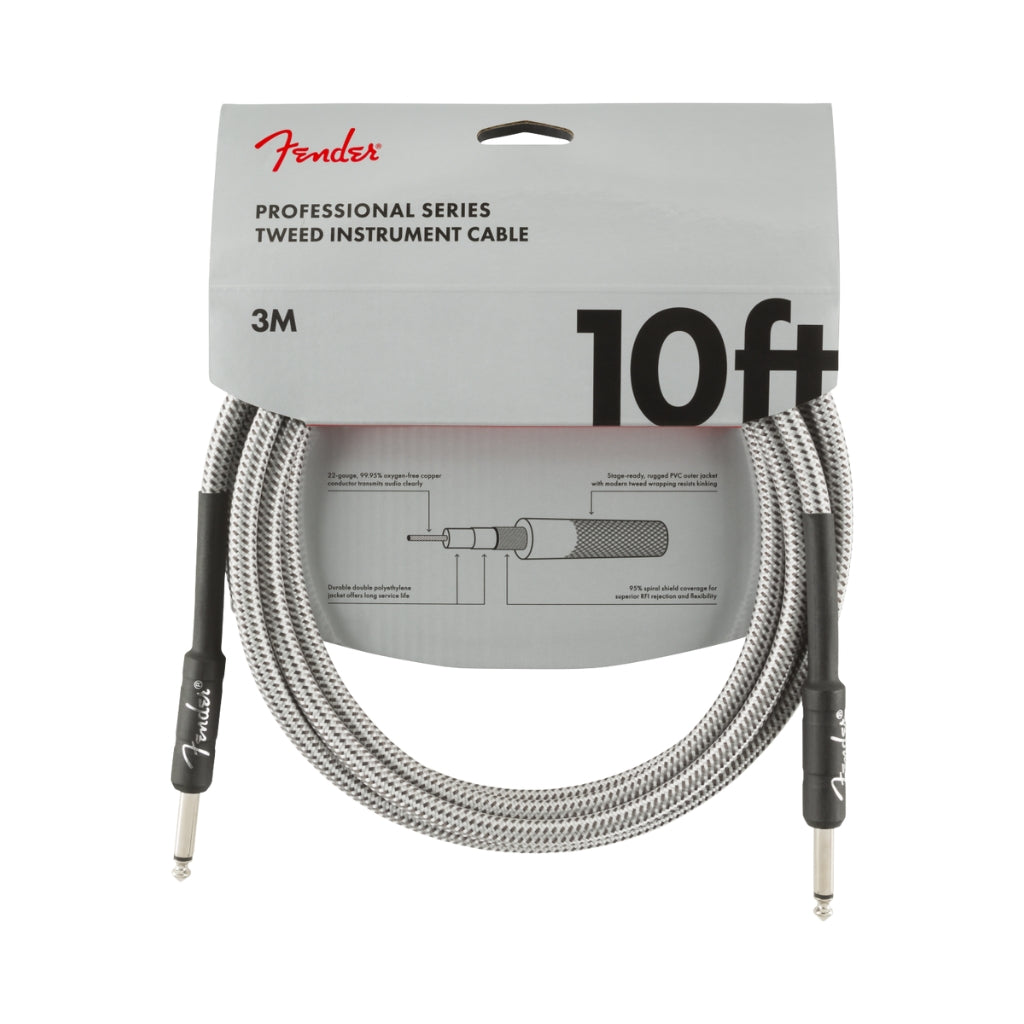 Fender - Professional Series Straight to Straight Instrument Cable - 10 foot White Tweed