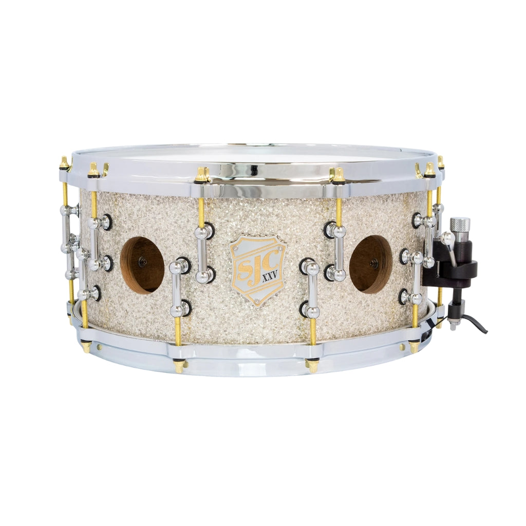 SJC Custom Drums - XXV Anniversary 6.5x14" 25Ply Maple - Silver Glass Glitter