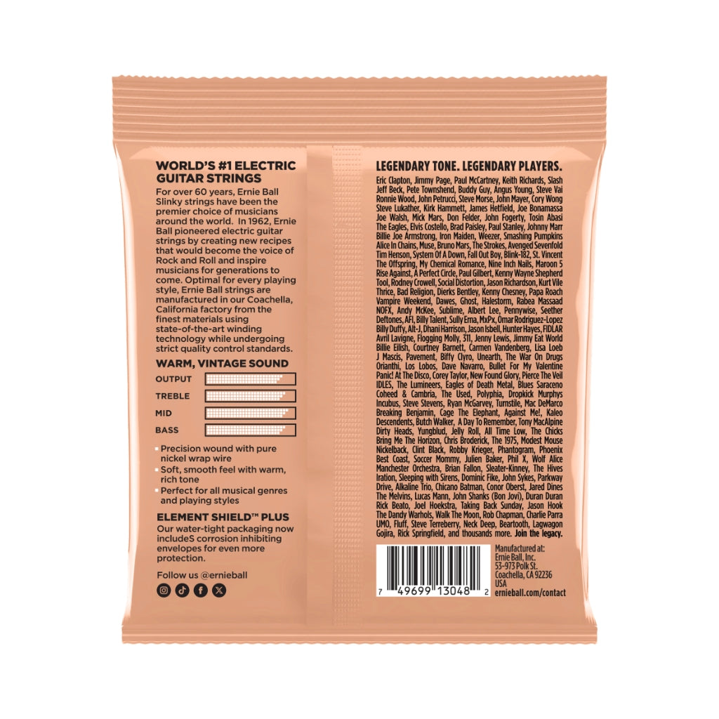 Ernie Ball - Turbo Slinky Classic Rock N Roll Pure Nickel Electric Guitar Strings - .0095-.046, Custom Gauge