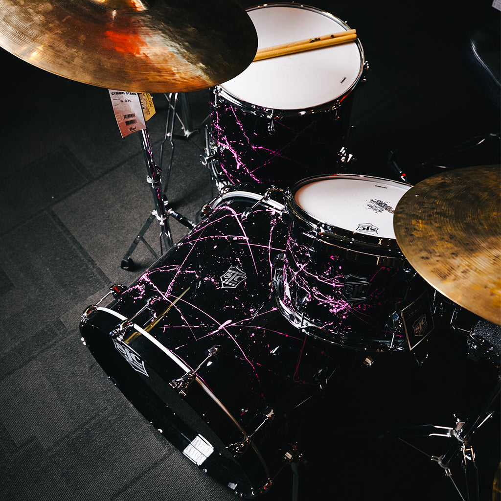 SJC Custom Drums - Navigator 3-piece Shell Pack - Black with Pink Splatter