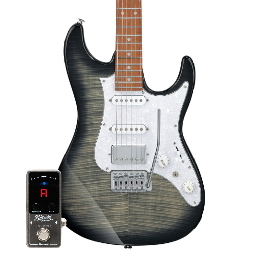 Ibanez - AZ22S1F TXB Electric Guitar Bundle With BIGMINI Tuner - Transparent Black Sunburst