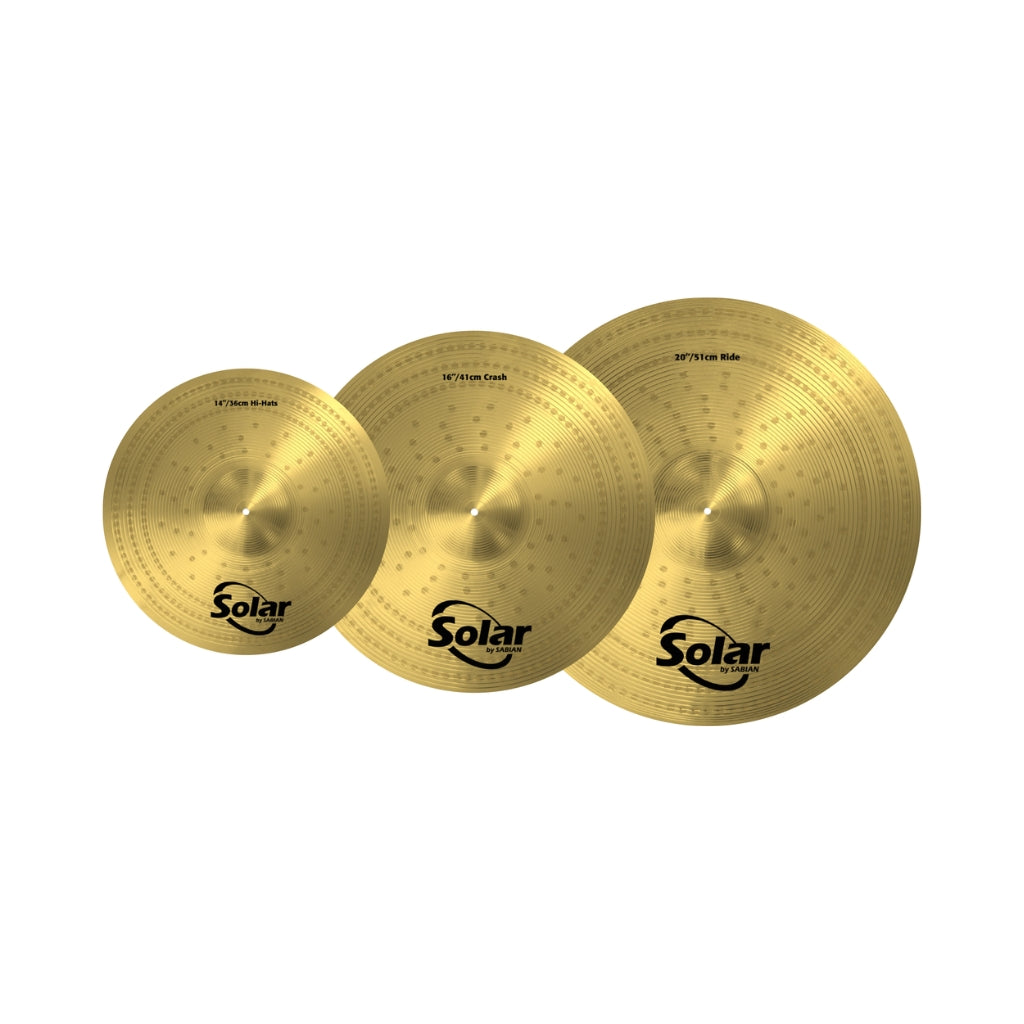 Sabian - Solar Performance Set Cymbal Pack - 14" Hats, 16" Crash and 20" Ride