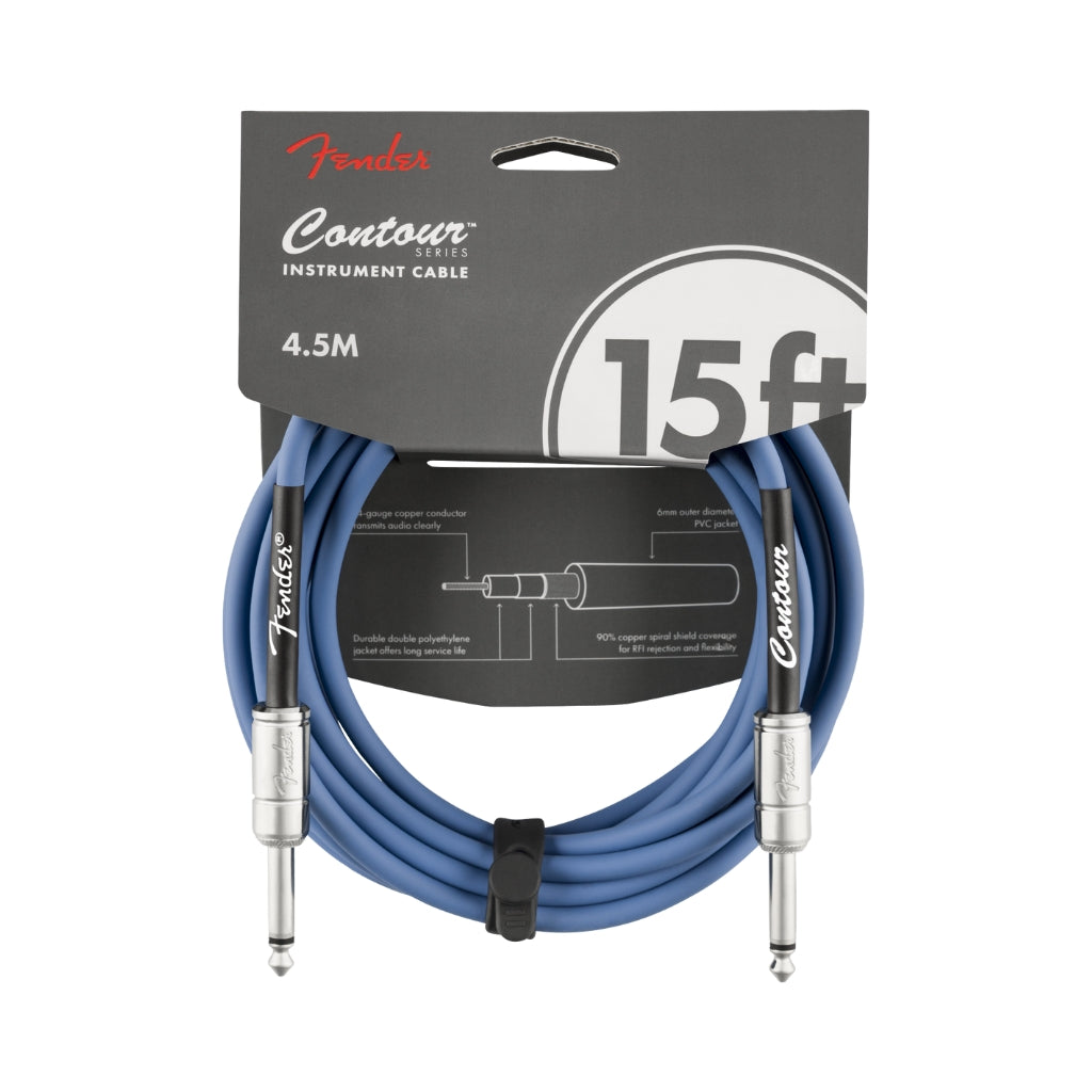 Fender - Contour Series Straight to Straight Instrument Cable - 15 foot Lake Placid Blue